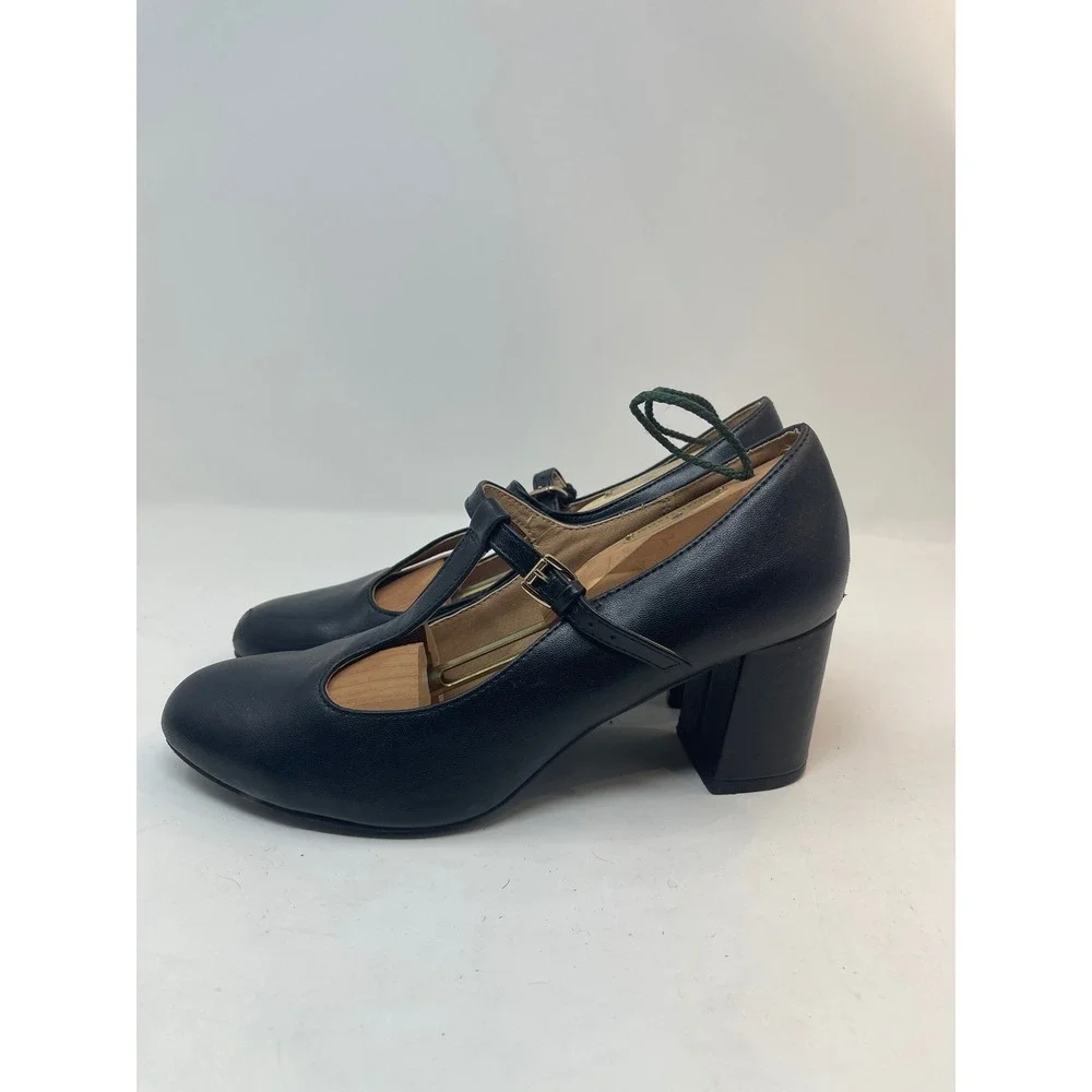 Dream Pairs T-Strap Pumps Womens 9 Black Good Block Heel Round‎ Toe DPU211
