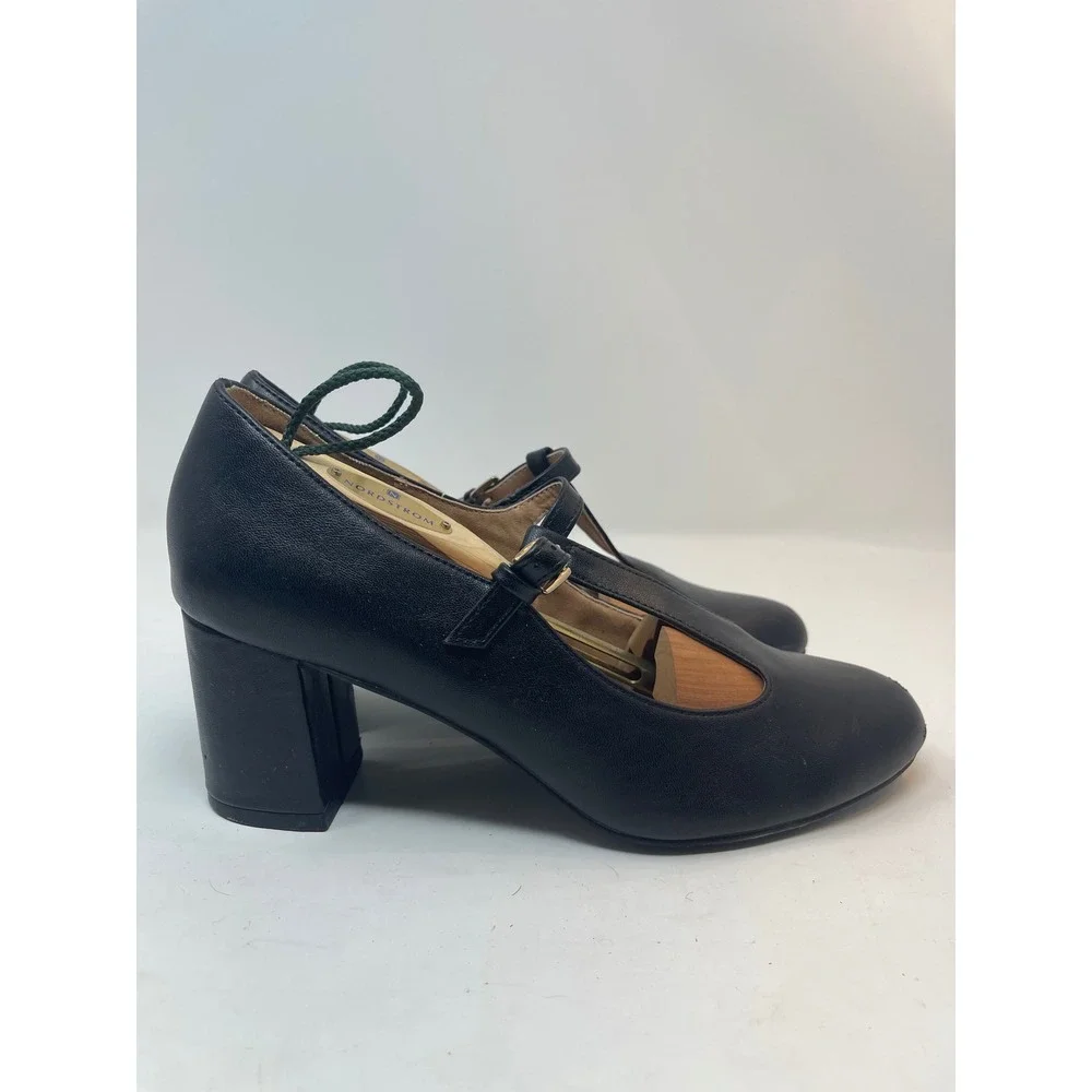 Dream Pairs T-Strap Pumps Womens 9 Black Good Block Heel Round‎ Toe DPU211
