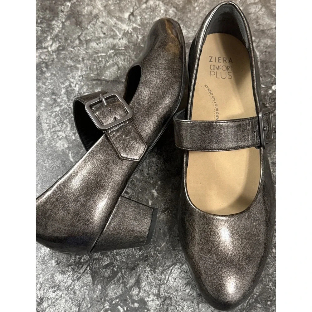 Ziera VALLEY Womens Mary‎ Jane Comfort Plus Heels Patent Leather Bronze 39.5FF
