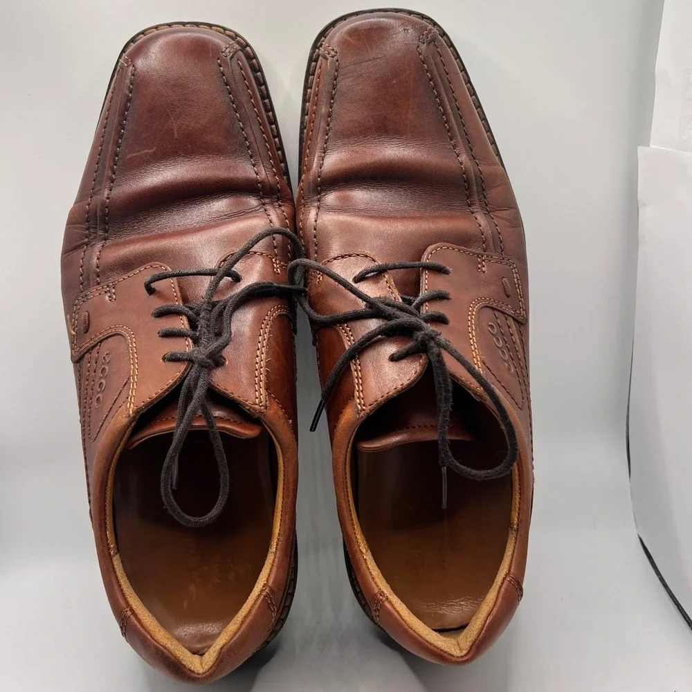 Ecco Brown Leather Shoes Oxford‎ Lace Up Comfort Casual Size 43. US 10