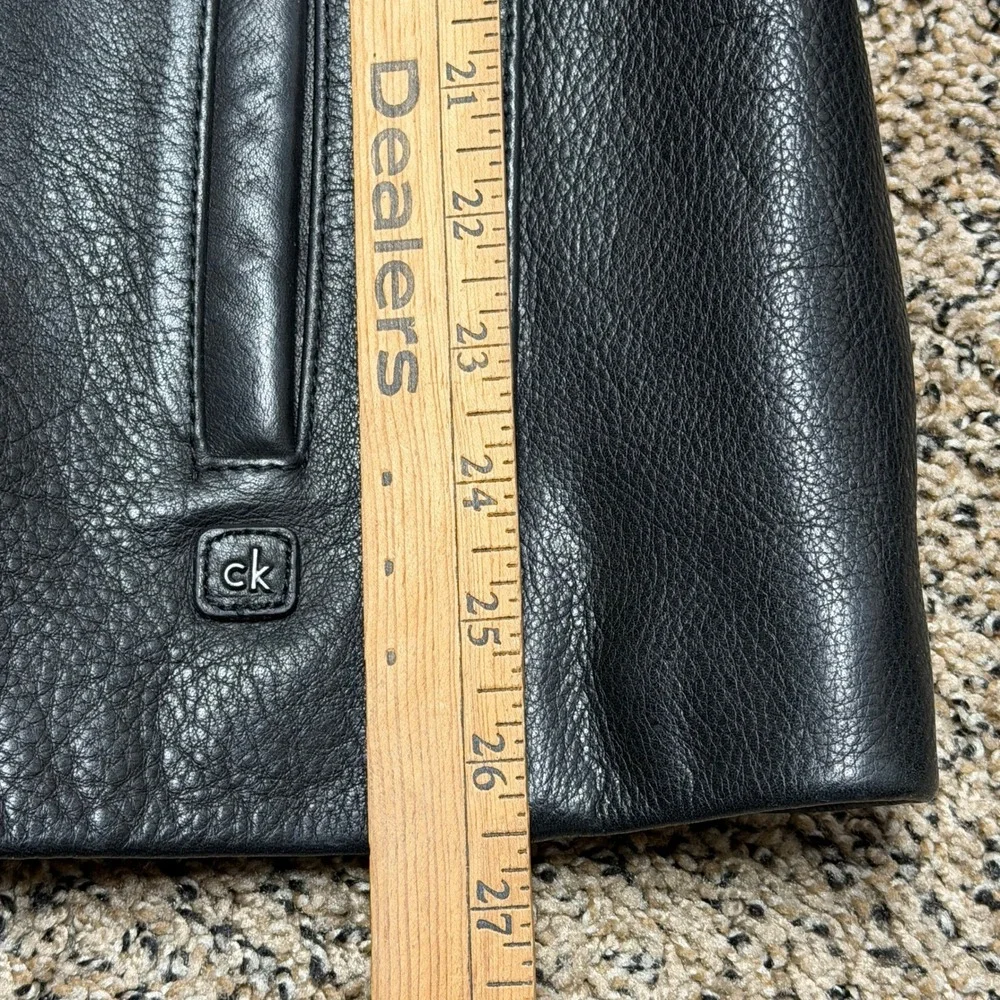 Calvin Klein‎ Black Leather Jacket Men's XXL Soft Quilt Lined Classic