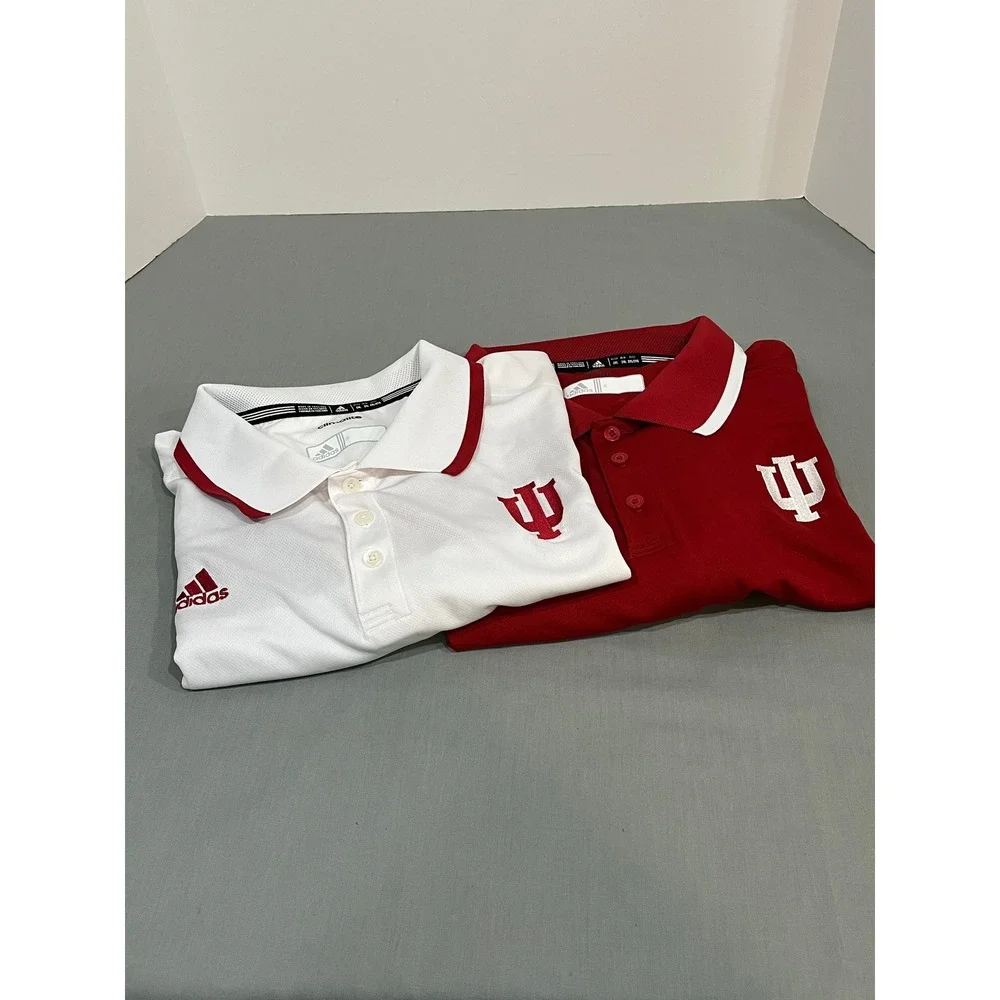 Adidas Indiana Hoosiers Polo Shirt Mens 2XL Red White Climalite 2 Pack‎