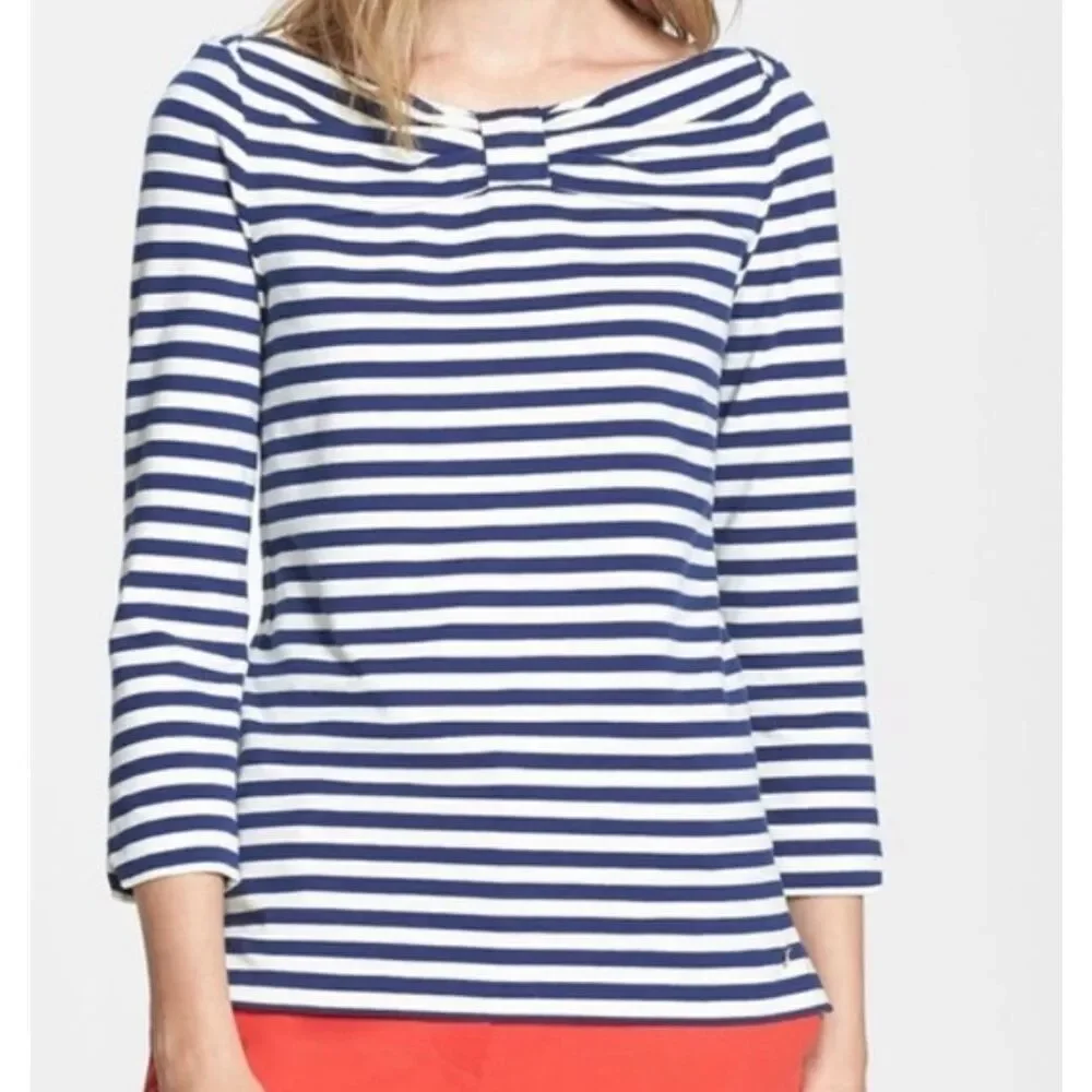 ✨Kate Spade Blue & White Striped Long Sleeve Wheaton Casual Sz Small Top✨