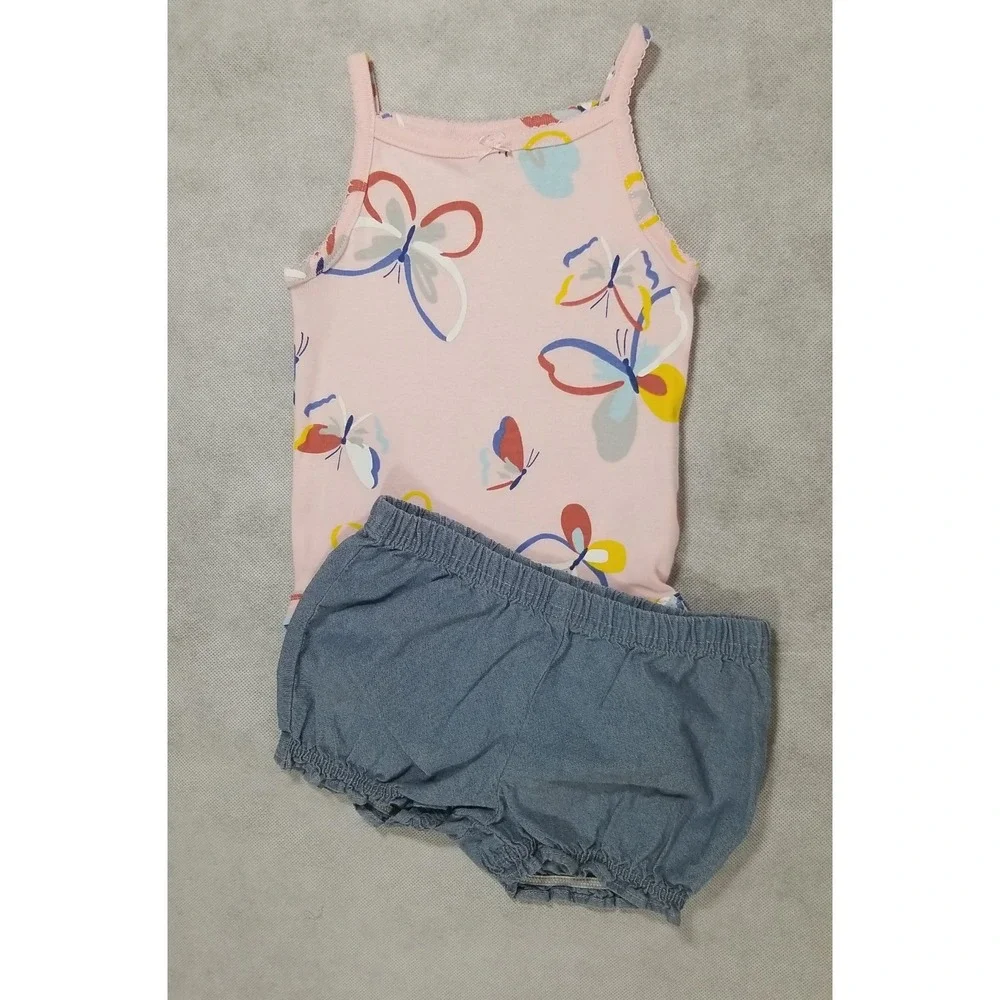 Carter's Baby Girls‎ Size 6 Months 3 pc Top Bodysuit & Shorts Summer Outfit NEW