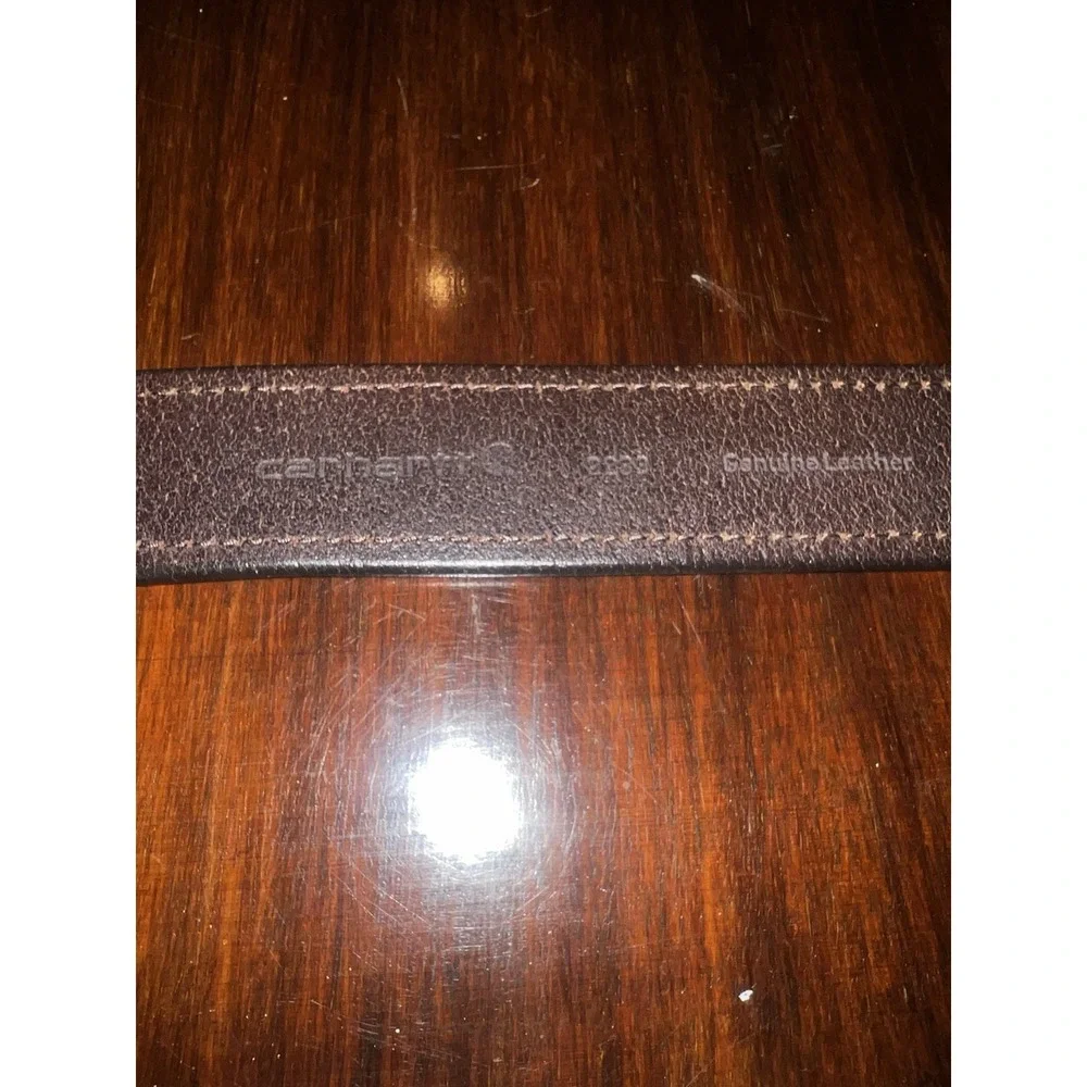 Carhartt Belt Mens Size 42 Brown Genuine Leather‎ Brass Buckle Workwear Classic