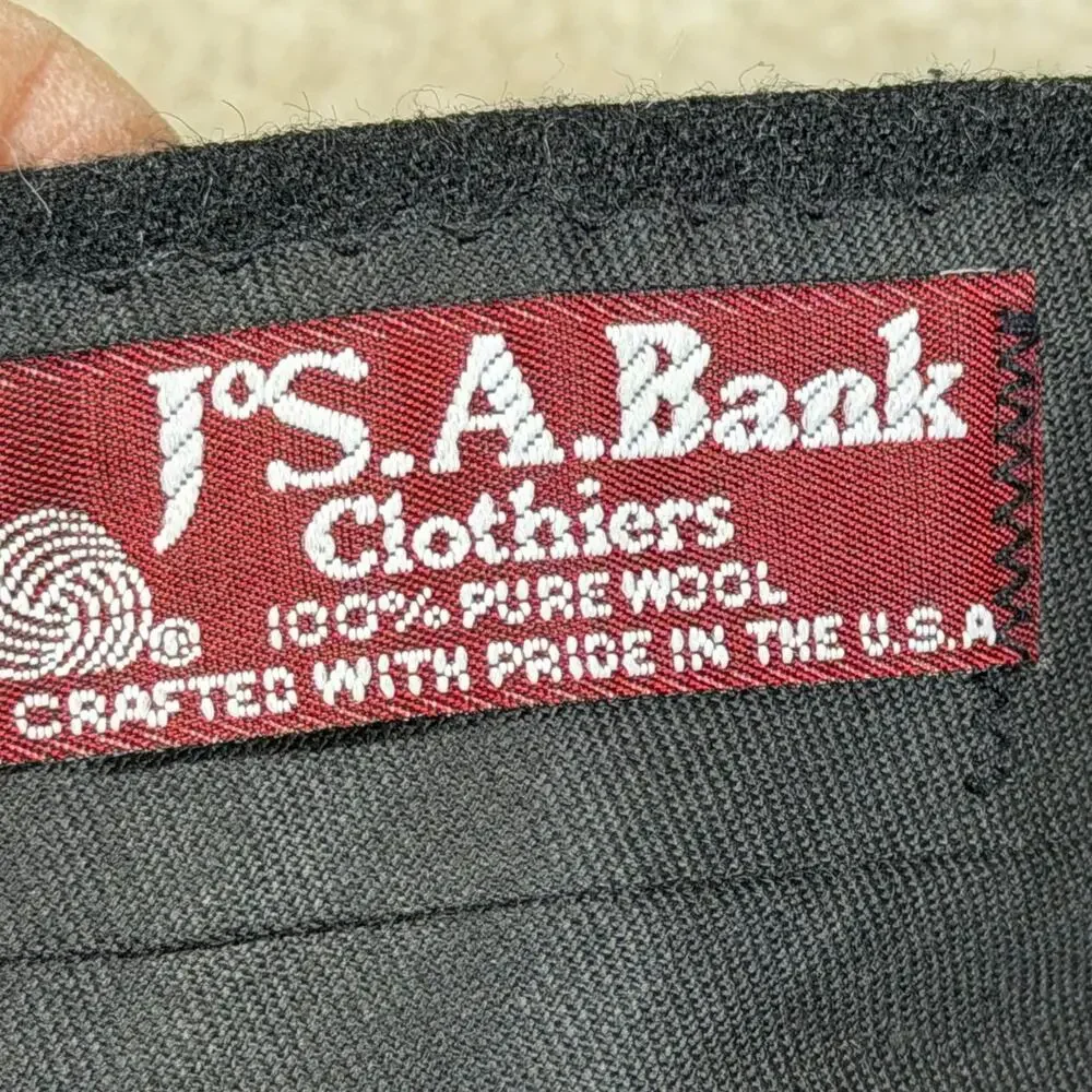 Jos A Bank Men 36x32.5 Dark Gray 100% Wool Flat Front Straight Leg Dress Pants