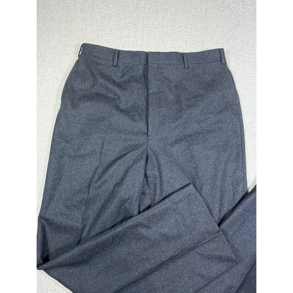 Jos A Bank Men 36x32.5 Dark Gray 100% Wool Flat Front Straight Leg Dress Pants