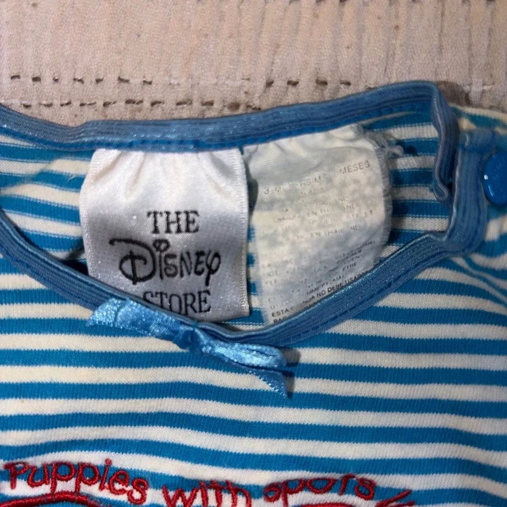 Vintage Disney Store 101 Dalmatians Striped Bodysuit Blue‎ White 3 Months