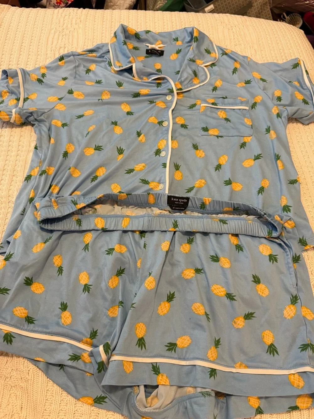 kate spade Blue Pineapple Short Pajama Set