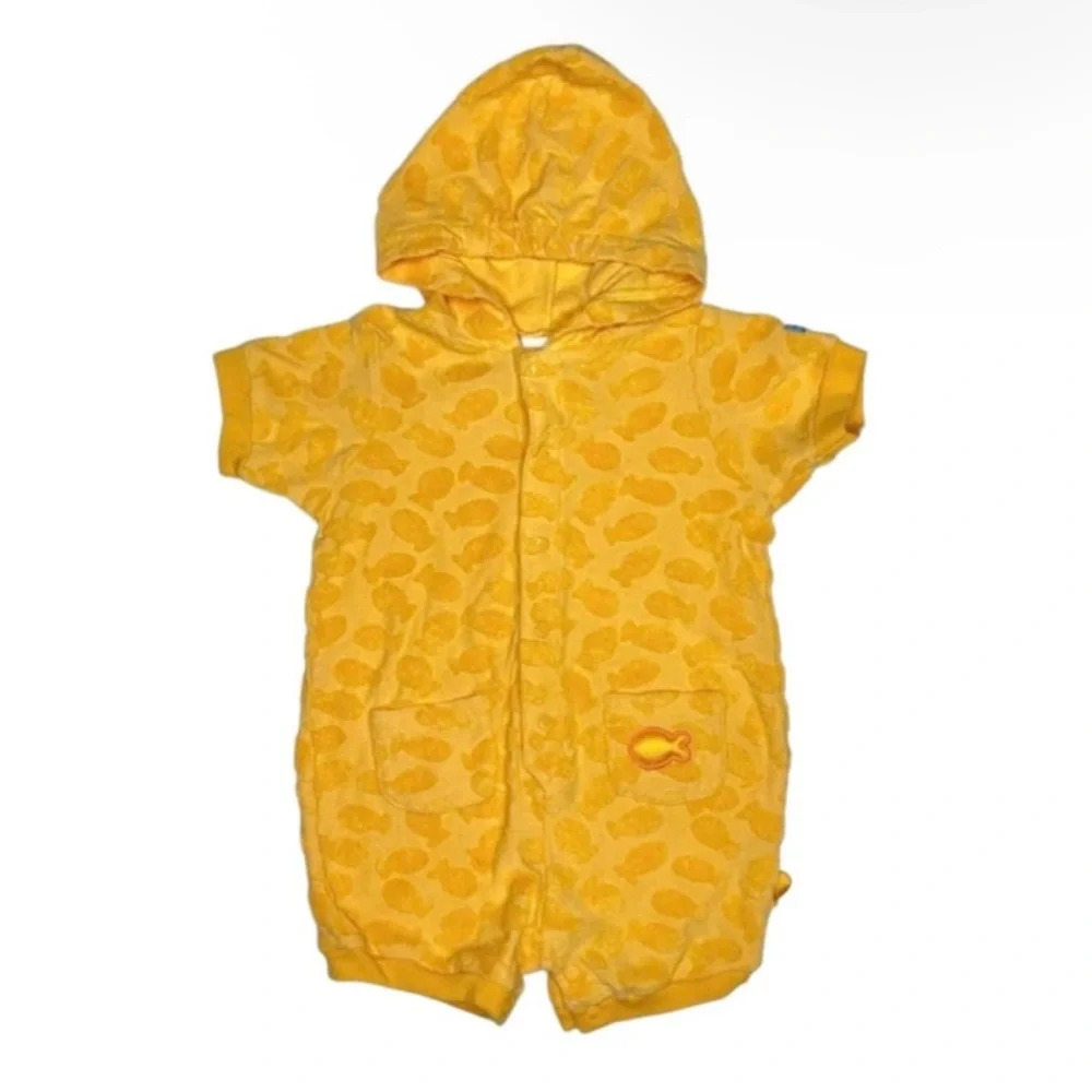 Vintage Carter's 90s Goldfish Terry Textured Hooded‎ Romper