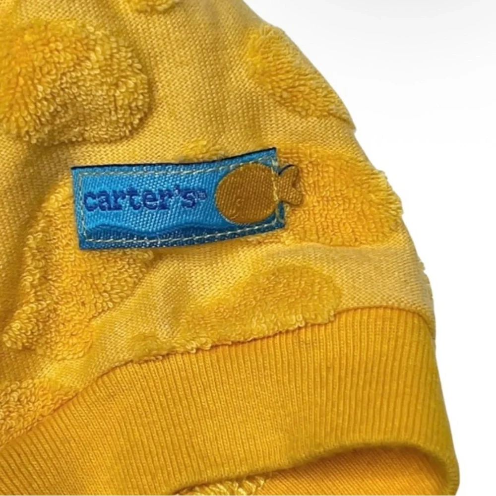 Vintage Carter's 90s Goldfish Terry Textured Hooded‎ Romper