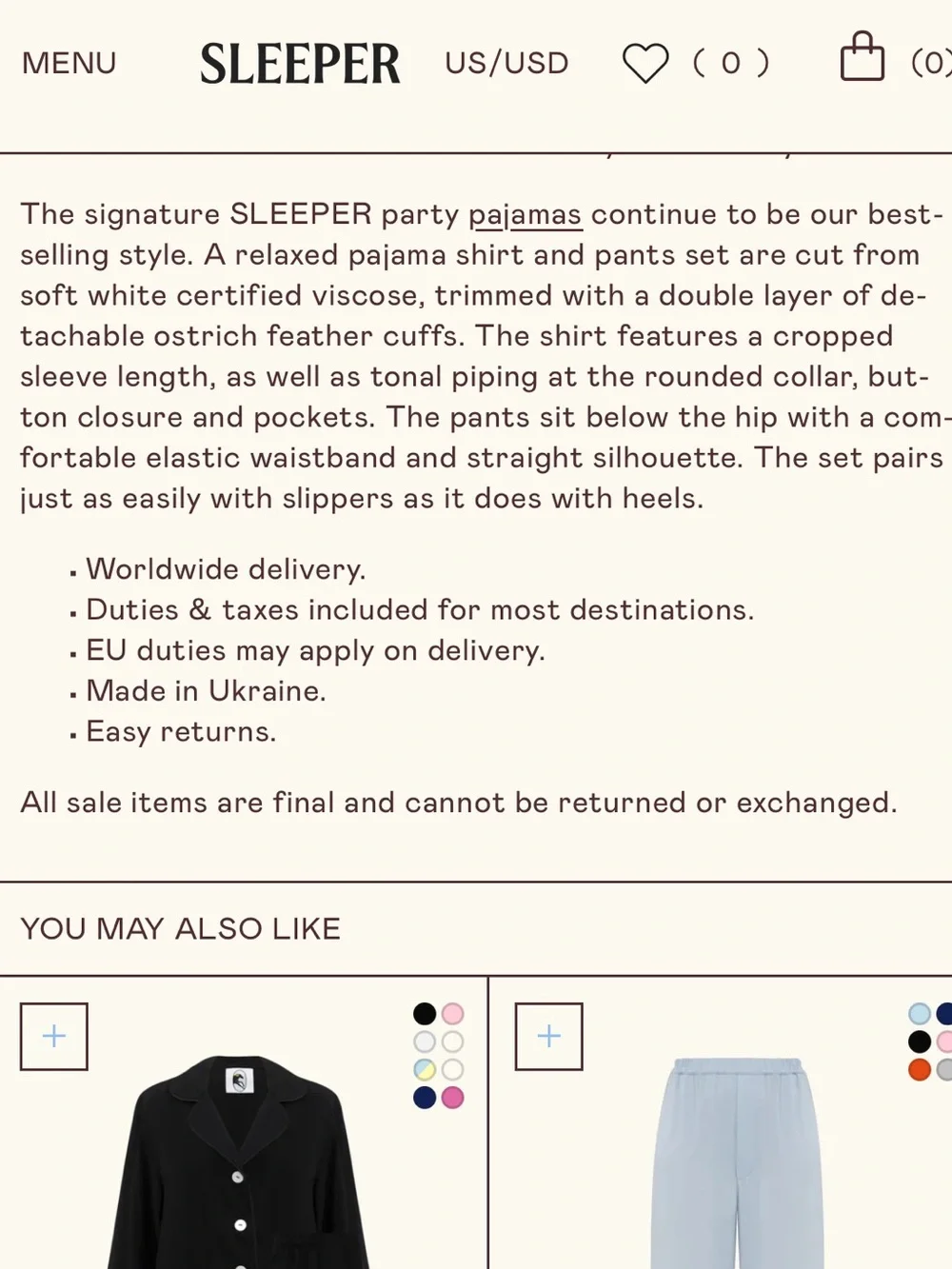 Sleeper two piece