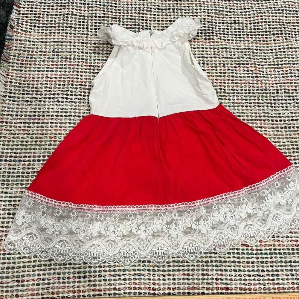 Bug A Boutique Joy Wreath Embroidered Christmas Lace Red & White Dress Sz 18‎ Mo