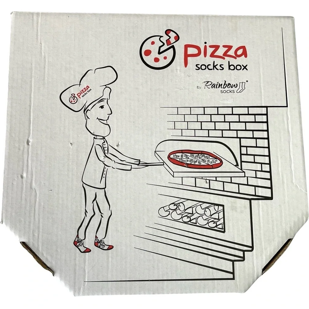 Rainbow Socks pizza box