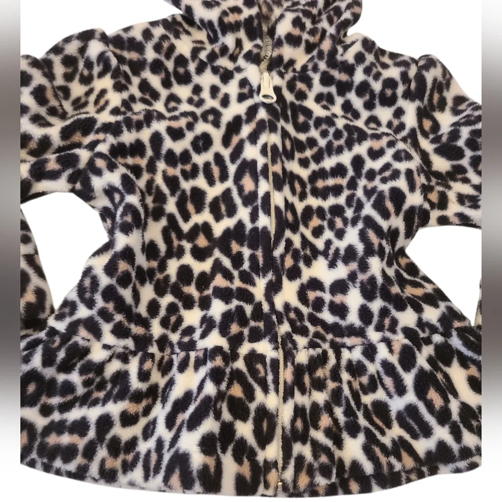 Jacket Hoodie Toddlers‎ Plush Leopard Peplum With Ears Zipper 18-24 Months