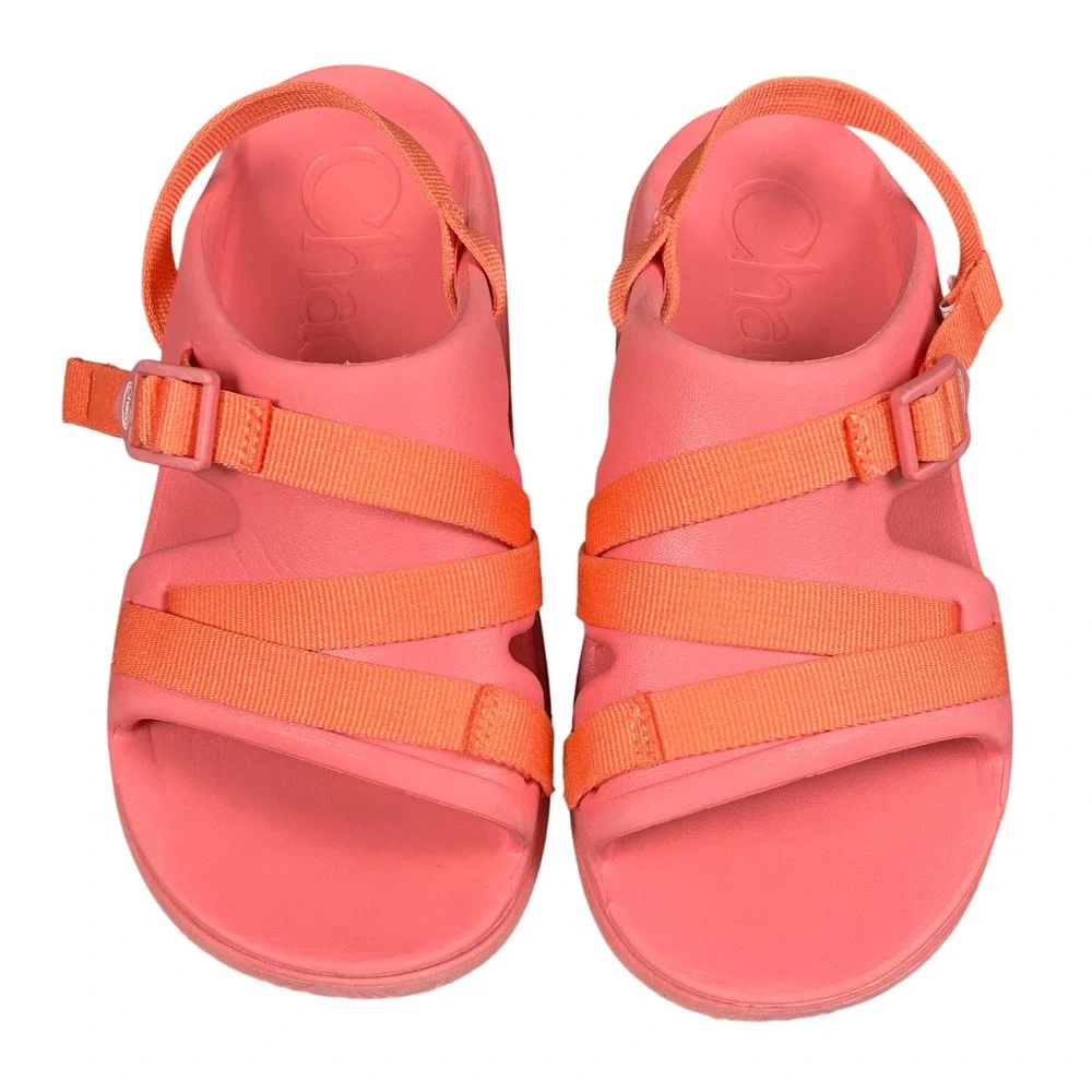 Chaco Chillos Sport Sandals Rubber Girls Coral Orange Adjustable Buckle Size 5‎