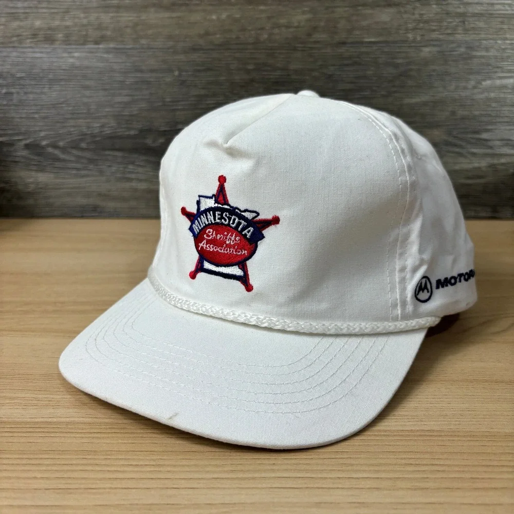 Vintage Minnesota Sheriffs Association Hat Cap Snapback White Police‎ 90s
