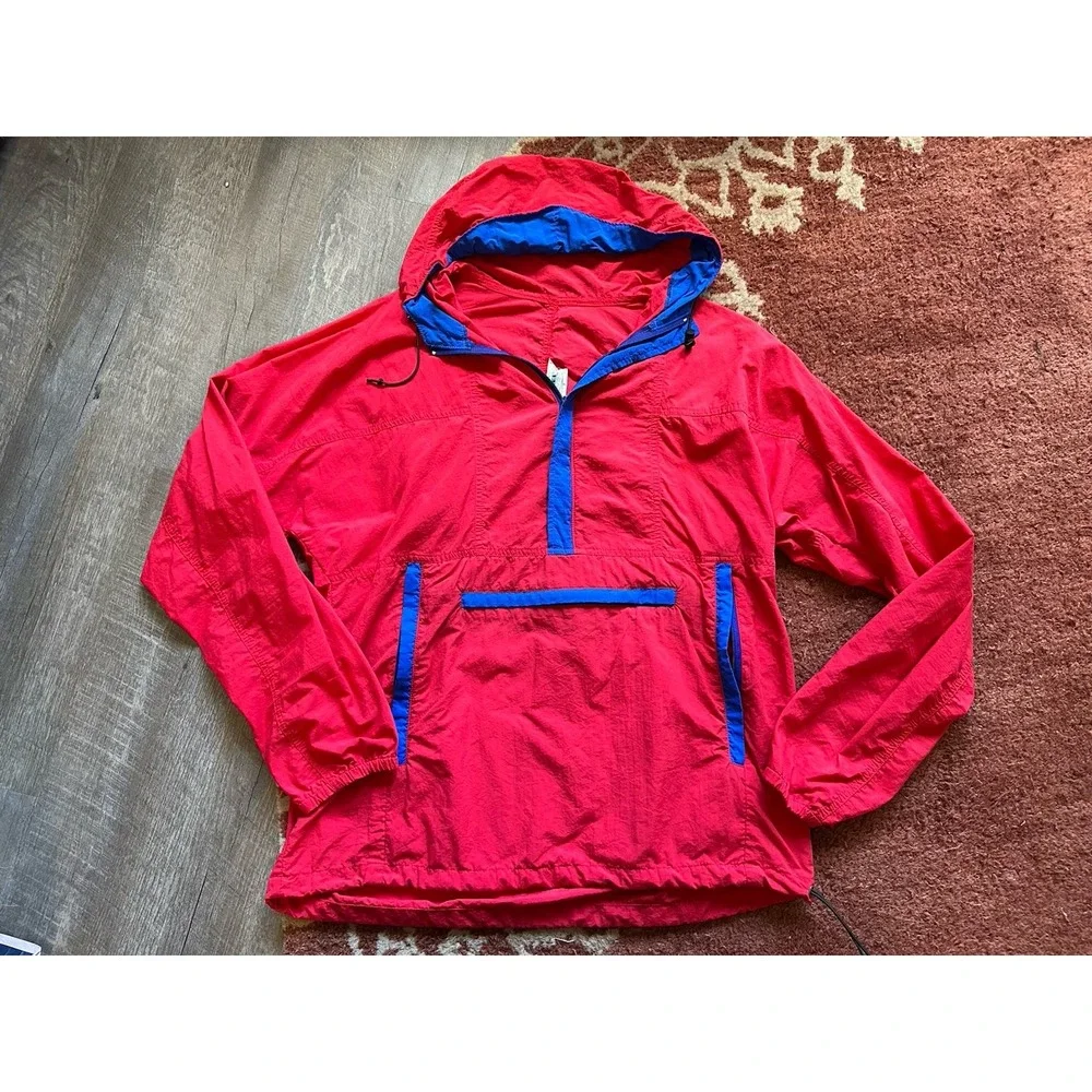Vintage REI Windbreaker Pullover Red Blue L Large 90s Nylon Lightweight Packable