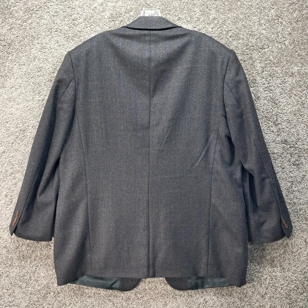 Luxury 100% Lambswool Gray Herringbone‎ Windowpane Blazer Mens 42R Sport Coat