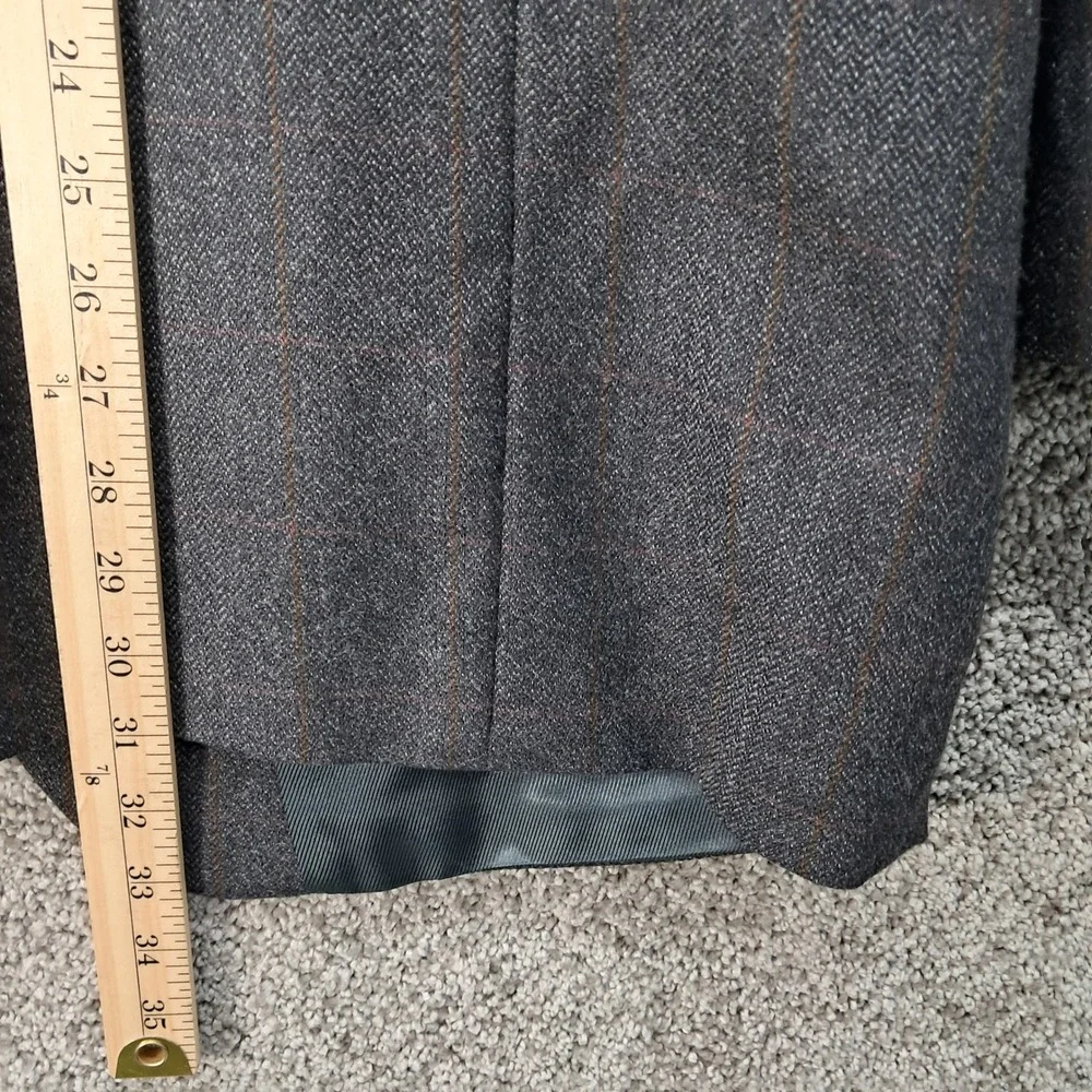 Luxury 100% Lambswool Gray Herringbone‎ Windowpane Blazer Mens 42R Sport Coat
