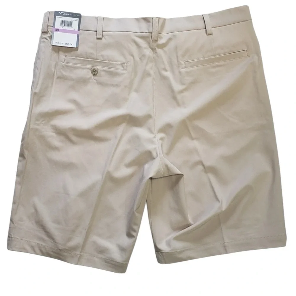 Links Edition Mens Performance Golf‎ Shorts Khaki Flat Front Size 36 MSRP $65