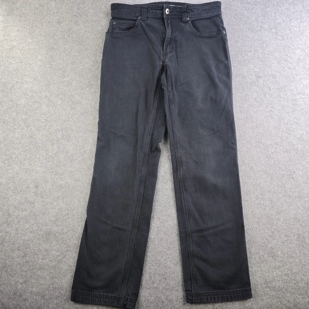Duluth Flex Fire Hose Pants Mens 30x30 Slim Fit Black Solid Straight Stretch