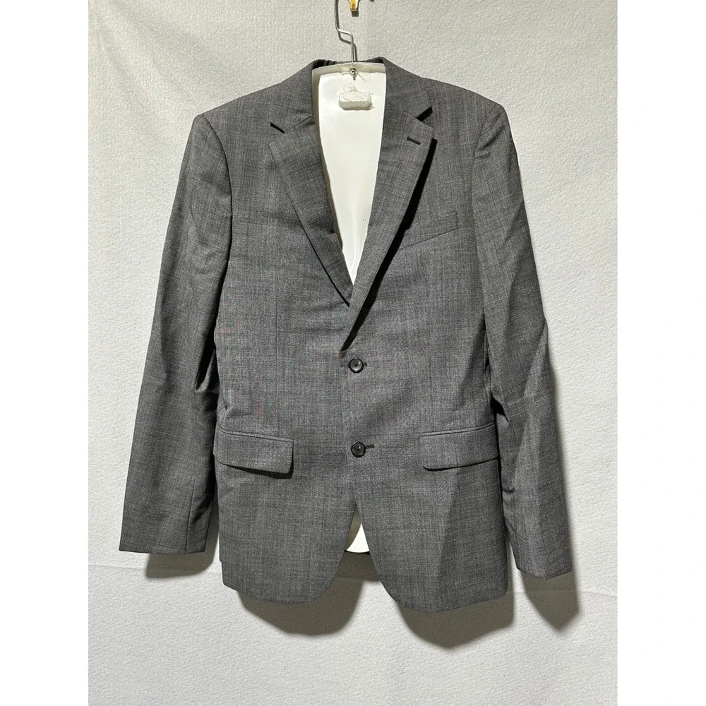 Theory Wellar Mens Blazer Jacket Charcoal MLT Plaid Wool Blend Size 38R New