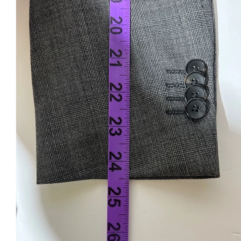 Theory Wellar Mens Blazer Jacket Charcoal MLT Plaid Wool Blend Size 38R New