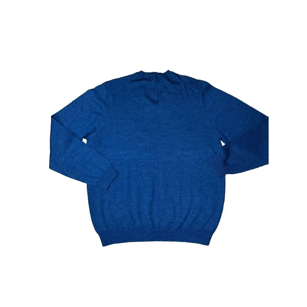 Brooks Brothers 346 Mens Size Large Blue 100%Merino Wool V Neck Pullover Sweater