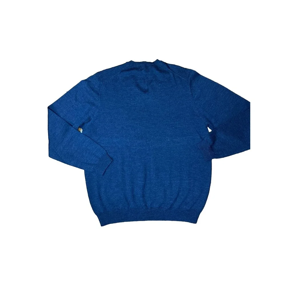 Brooks Brothers 346 Mens Size Large Blue 100%Merino Wool V Neck Pullover Sweater