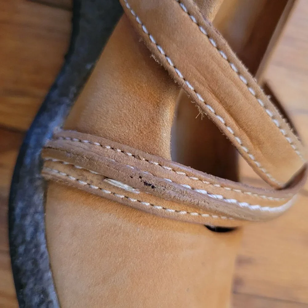 Timberland Leather‎ Mary Jane Shoes 7.5M Beige Wedge