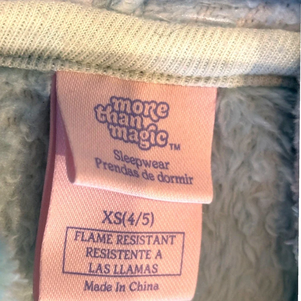 More Than Magic Kids Blue‎ Purple Mermaid Scale Fleece Hooded Union Suit XS 4/5