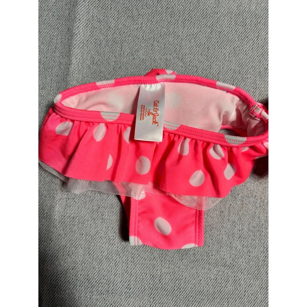 Cat & Jack‎ Carter's Clothing Lot Girls 12M Pink Gray Hearts Polka Dot Swimsuit