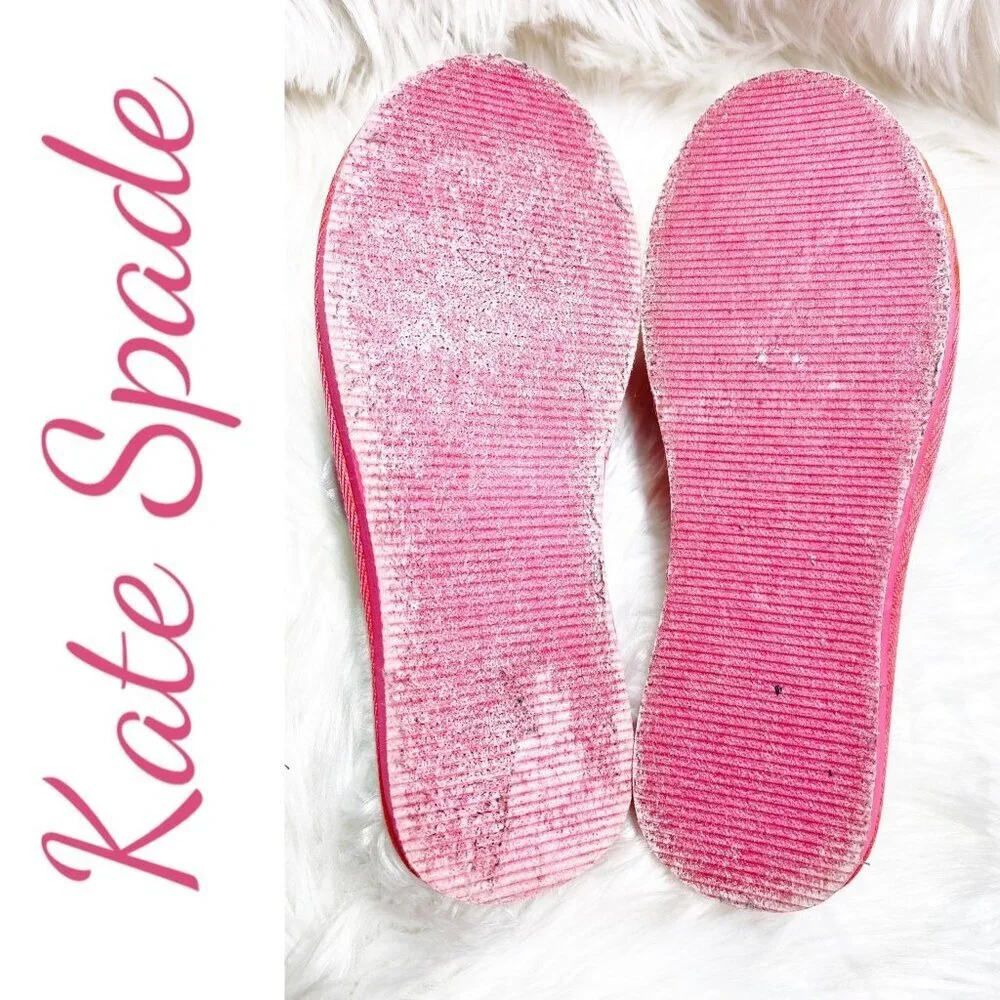 KATE SPADE PLAY HOOKY PINK VELVET SLIPPERS FAUX FUR LINING, SIZE‎ 7