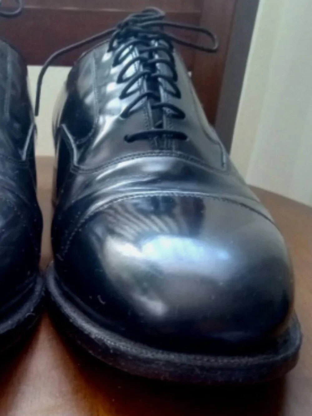 Johnston & Murphy Mens Black Leather Cap Toe Oxford Dress Shoes Size 12 D 02981
