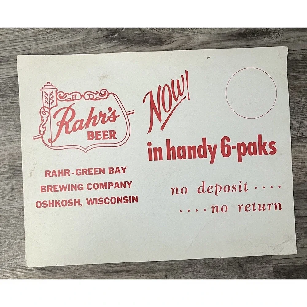 Rahr's Beer Advertising‎ Sign Green Bay Brewing Company Oshkosh, Wisconsin