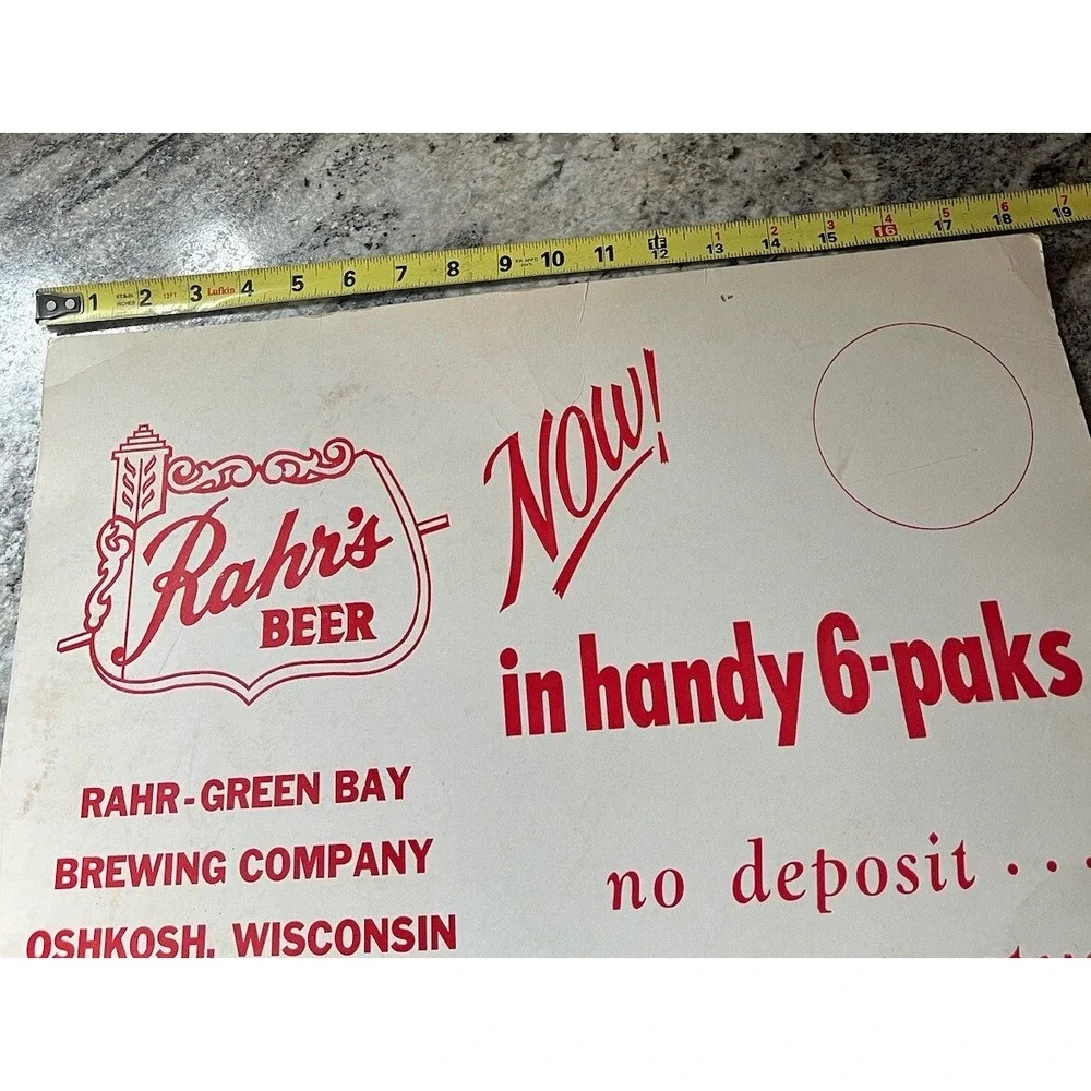 Rahr's Beer Advertising‎ Sign Green Bay Brewing Company Oshkosh, Wisconsin