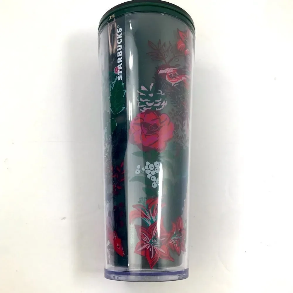 Starbucks Green Pink Floral Holiday Venti 24 oz. Cold Cup Tumbler Winter 2022