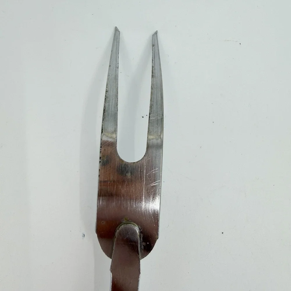 Ekco Chromium Plated Serving Fork‎ White Plastic Handle 70's Orange Insert MCM