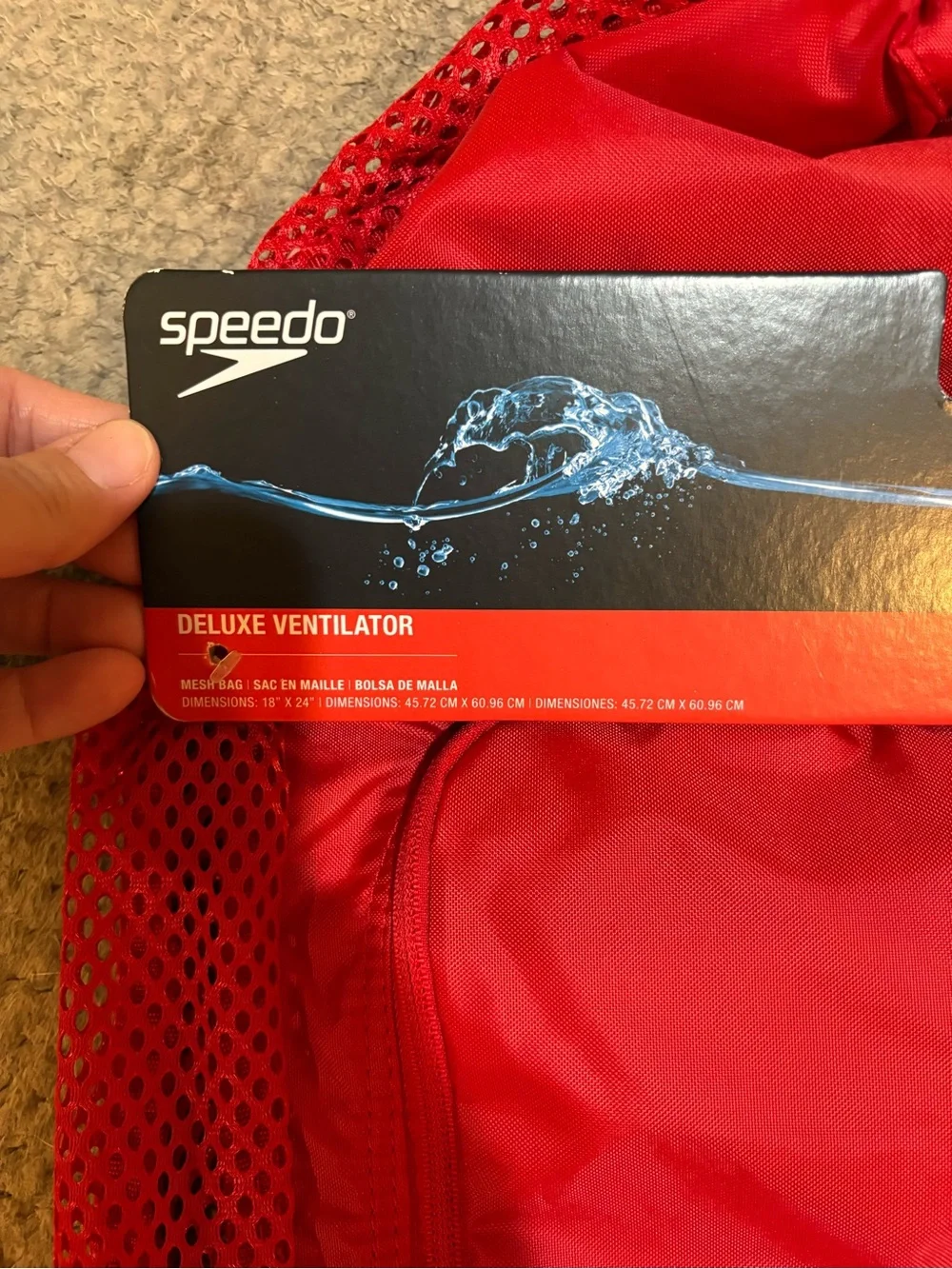 Speedo Red Mesh Drawstring Swim Backpack