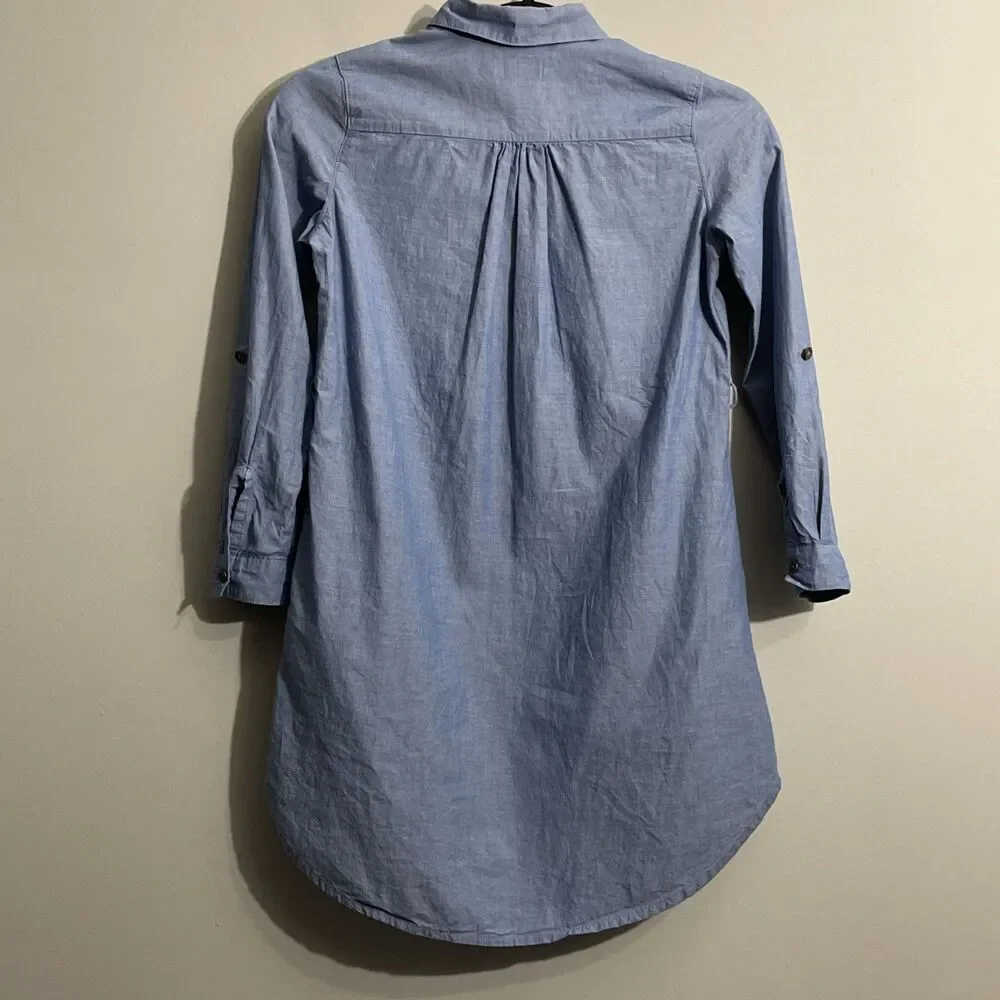 L.O.G.G by H&M Girls’ 9–10Y Blue Dress Roll-Tab Sleeves Casual Cute Everyday