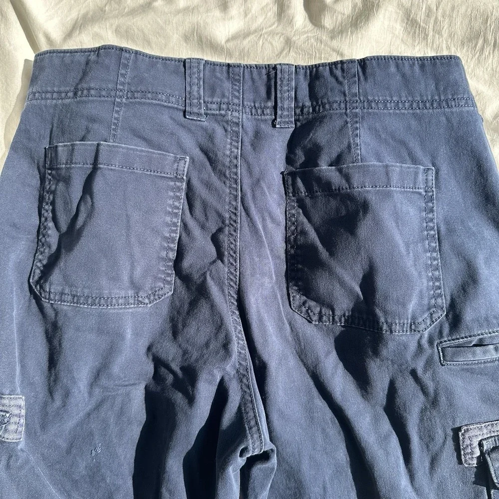 Navy Cargo Shorts Men's Size 34 Navy Ripstop‎ Pockets Baggy Loose Sun+stone