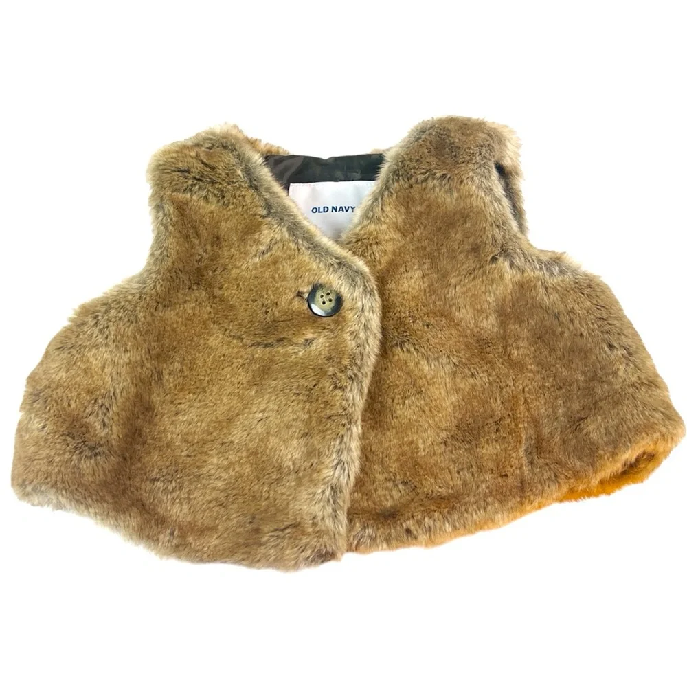 Old Navy Girls Faux Fur Vest in Brown Size 12-18 Months Fall Style‎