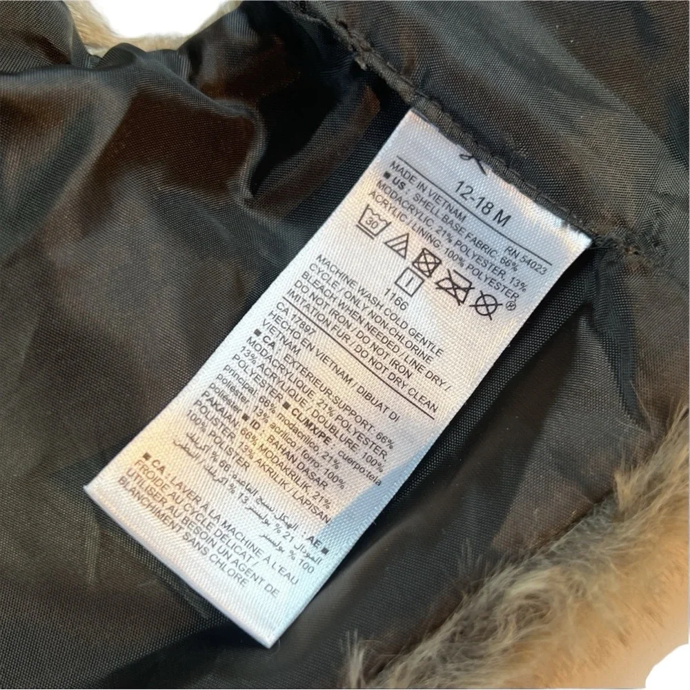 Old Navy Girls Faux Fur Vest in Brown Size 12-18 Months Fall Style‎
