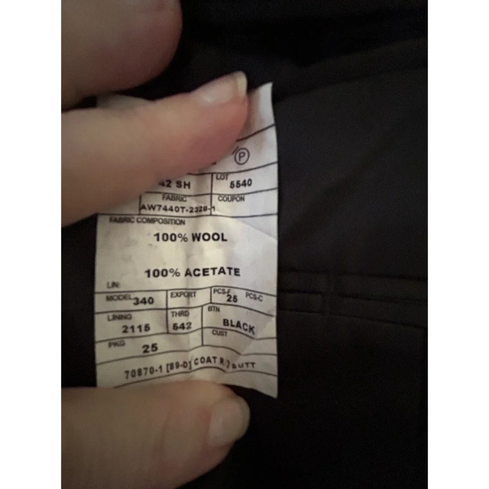 Men's Sport Coat 100% Wool 42S Black Charcoal Pinstripe Stafford
