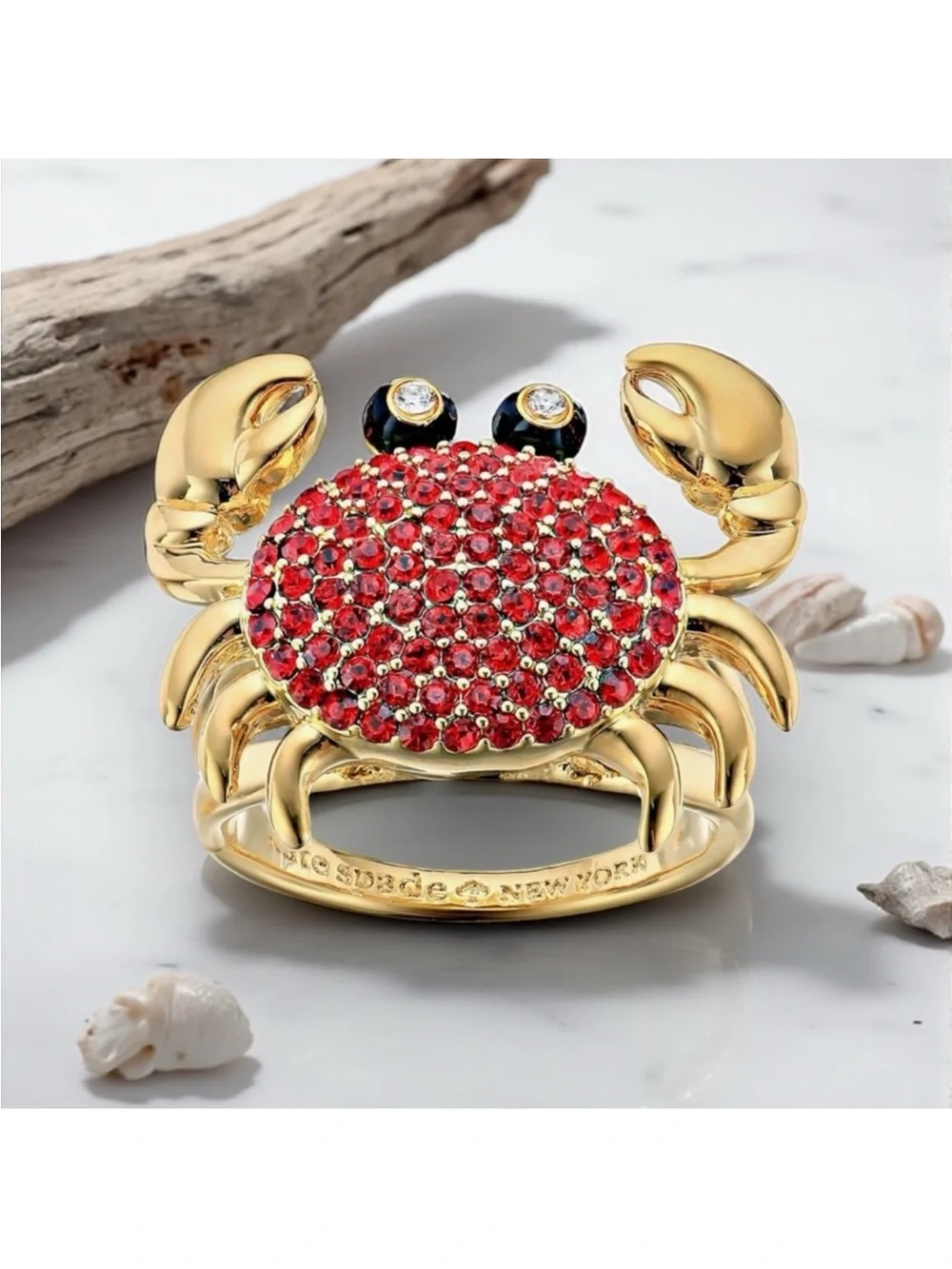 Kate Spade Shore Thing Pave Crab Ring with Dust Bag/NWT