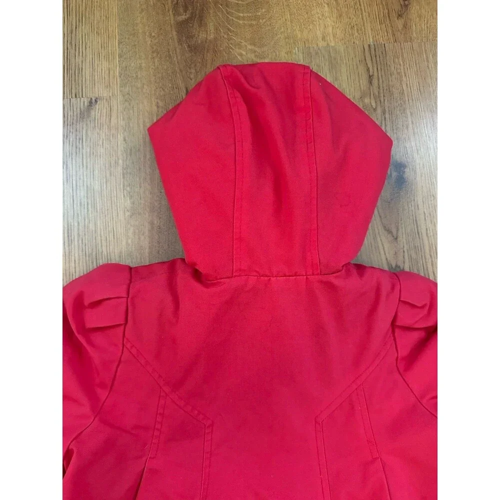 VTG 70s Rothschild Red Girls Coat (6X) Union Made ILGWU, Lined Hood Swing Coat‎