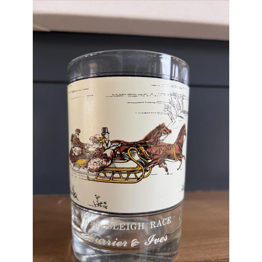 Lot 2, 1981 Currier & Ives The Sleigh Race Arby's Collector's Series 12 oz Glass