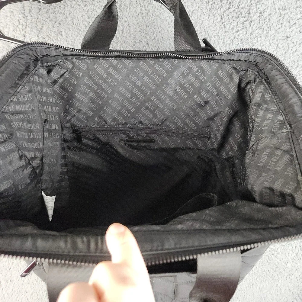 Steve‎ Madden Backpack Large Black Quilted Nylon Travel Bag Diaperbag 16