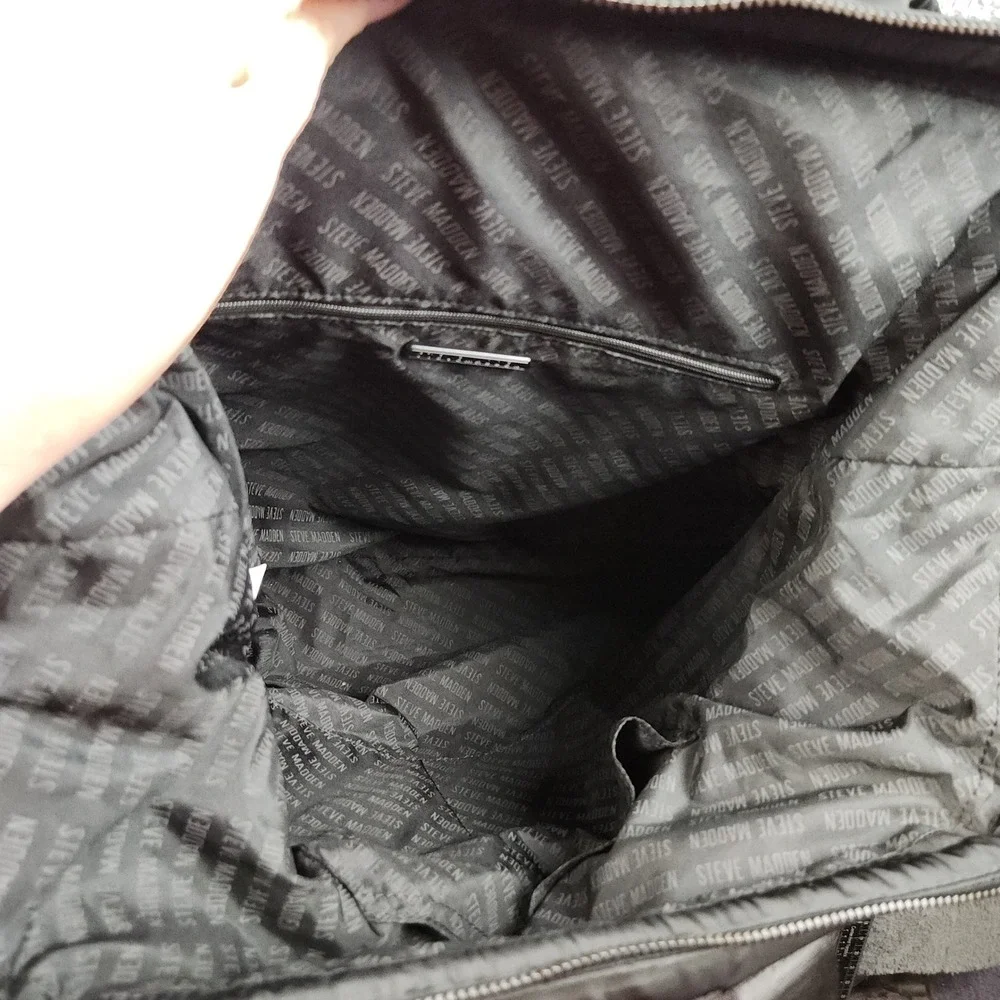 Steve‎ Madden Backpack Large Black Quilted Nylon Travel Bag Diaperbag 16